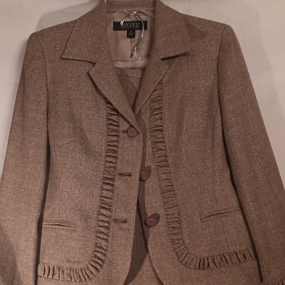 Kasper Brown Blazer Tailored Fit Notched Lapels Size 6 - Picture 2 of 7